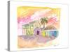 St Lucia Colorful Houses and Sunset-M. Bleichner-Stretched Canvas