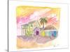 St Lucia Colorful Houses and Sunset-M. Bleichner-Stretched Canvas