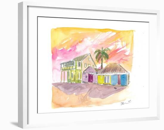 St Lucia Colorful Houses and Sunset-M. Bleichner-Framed Art Print