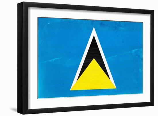 St. Lucia Flag Design with Wood Patterning - Flags of the World Series-Philippe Hugonnard-Framed Art Print