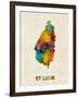 St Lucia Watercolor Map-Michael Tompsett-Framed Art Print