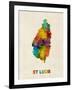 St Lucia Watercolor Map-Michael Tompsett-Framed Art Print