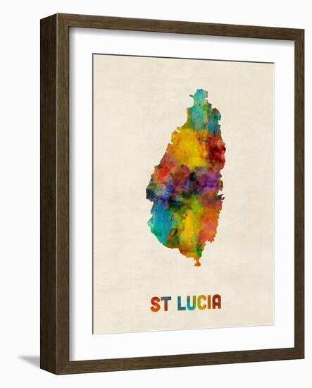 St Lucia Watercolor Map-Michael Tompsett-Framed Art Print