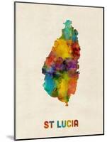 St Lucia Watercolor Map-Michael Tompsett-Mounted Art Print