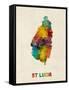 St Lucia Watercolor Map-Michael Tompsett-Framed Stretched Canvas
