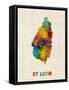 St Lucia Watercolor Map-Michael Tompsett-Framed Stretched Canvas