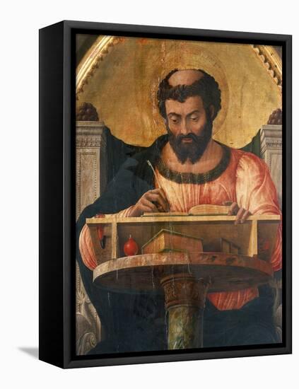 St Luke at His Desk, Detail from Altarpiece of St Luke-Andrea Mantegna-Framed Stretched Canvas