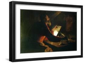 St Luke the Evangelist Writing His Gospel Watched by His Symbol, an Ox, 17th Century-null-Framed Giclee Print