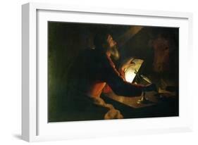 St Luke the Evangelist Writing His Gospel Watched by His Symbol, an Ox, 17th Century-null-Framed Giclee Print