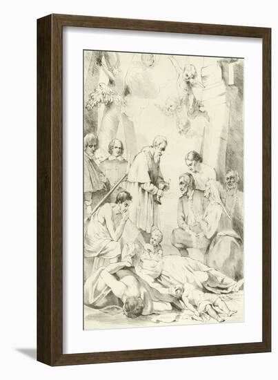 St Macarius of Ghent Giving Aid to the Plague Victims-Jacob Van Oost-Framed Giclee Print