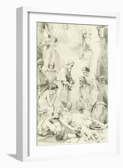 St Macarius of Ghent Giving Aid to the Plague Victims-Jacob Van Oost-Framed Giclee Print