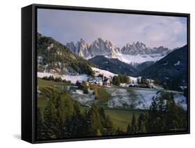 St. Magdalena and Geisslerspitzen, 3060M, Val De Funes, South Tirol (Tyrol), Italy-Hans Peter Merten-Framed Stretched Canvas