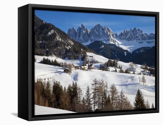 St, Magdalena Village and Church, Dolomites Mountains, Trentino-Alto Adige, South Tirol, Italy-Gavin Hellier-Framed Stretched Canvas