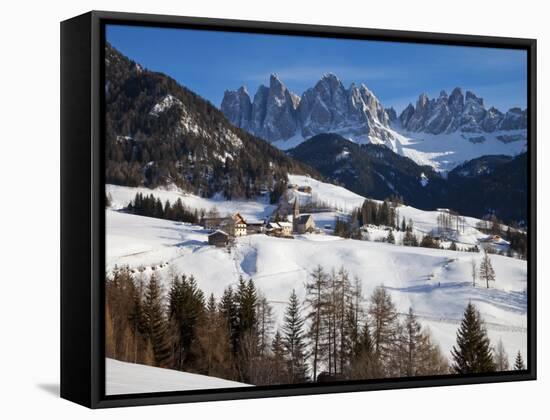 St, Magdalena Village and Church, Dolomites Mountains, Trentino-Alto Adige, South Tirol, Italy-Gavin Hellier-Framed Stretched Canvas