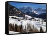 St, Magdalena Village and Church, Dolomites Mountains, Trentino-Alto Adige, South Tirol, Italy-Gavin Hellier-Framed Stretched Canvas