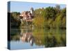 St. Mang Monastery and Basilica Reflected in the River Lech, Fussen, Bavaria (Bayern), Germany-Gary Cook-Stretched Canvas