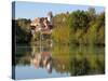 St. Mang Monastery and Basilica Reflected in the River Lech, Fussen, Bavaria (Bayern), Germany-Gary Cook-Stretched Canvas