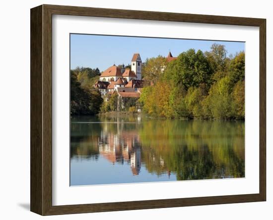 St. Mang Monastery and Basilica Reflected in the River Lech, Fussen, Bavaria (Bayern), Germany-Gary Cook-Framed Photographic Print