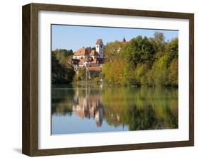 St. Mang Monastery and Basilica Reflected in the River Lech, Fussen, Bavaria (Bayern), Germany-Gary Cook-Framed Photographic Print