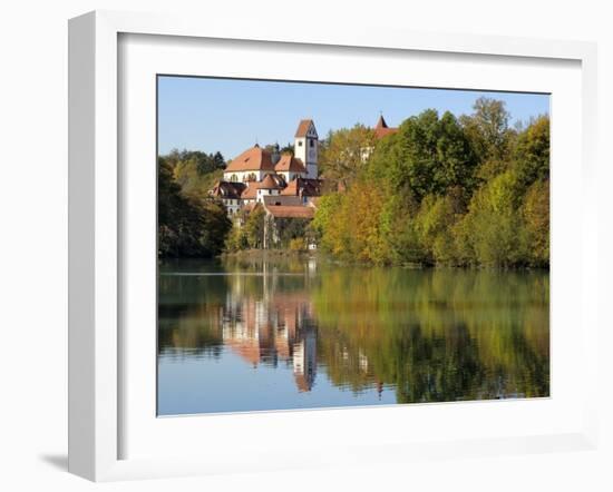 St. Mang Monastery and Basilica Reflected in the River Lech, Fussen, Bavaria (Bayern), Germany-Gary Cook-Framed Photographic Print