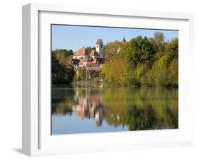 St. Mang Monastery and Basilica Reflected in the River Lech, Fussen, Bavaria (Bayern), Germany-Gary Cook-Framed Photographic Print