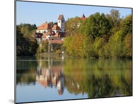 St. Mang Monastery and Basilica Reflected in the River Lech, Fussen, Bavaria (Bayern), Germany-Gary Cook-Mounted Photographic Print