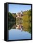 St. Mang Monastery and Basilica Reflected in the River Lech, Fussen, Bavaria (Bayern), Germany-Gary Cook-Framed Stretched Canvas