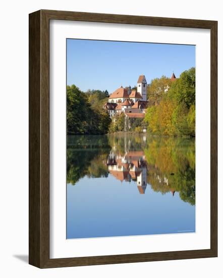 St. Mang Monastery and Basilica Reflected in the River Lech, Fussen, Bavaria (Bayern), Germany-Gary Cook-Framed Photographic Print