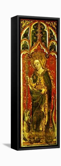 St. Margaret of Antioch with Crozier and Dragon, Detail of the Rood Screen, All Saints Church,…-null-Framed Stretched Canvas