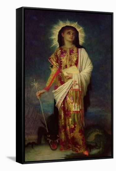 St. Margaret Slaying the Dragon-Ernest Antoine Hebert-Framed Stretched Canvas
