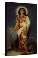 St. Margaret Slaying the Dragon-Ernest Antoine Hebert-Stretched Canvas