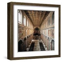 St. Mark's Basilica, 336, 4th c. Interior view of nave toward alter, Rome, Italy-null-Framed Art Print