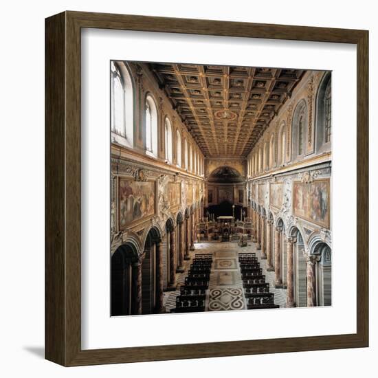 St. Mark's Basilica, 336, 4th c. Interior view of nave toward alter, Rome, Italy-null-Framed Art Print