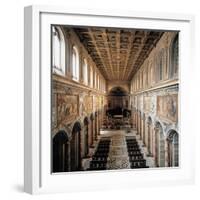 St. Mark's Basilica, 336, 4th c. Interior view of nave toward alter, Rome, Italy-null-Framed Art Print