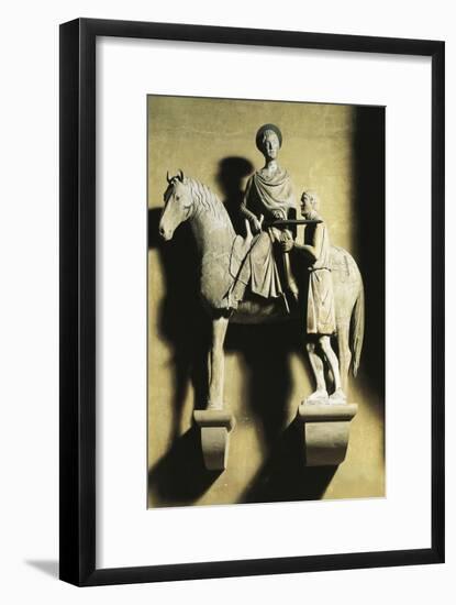St Martin Giving His Cloak to Poor, Equestrian Statue, Cathedral of St Martin, Lucca, Italy-null-Framed Giclee Print