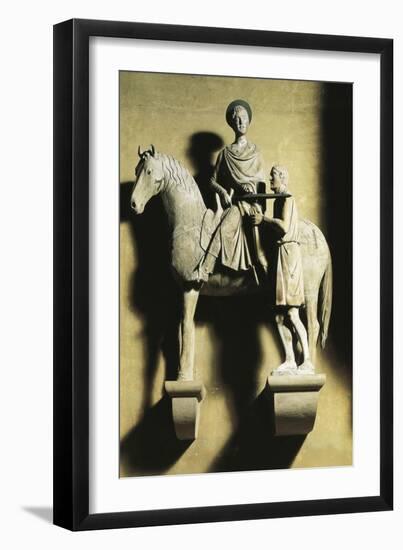 St Martin Giving His Cloak to Poor, Equestrian Statue, Cathedral of St Martin, Lucca, Italy-null-Framed Giclee Print