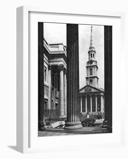 St Martin-In-The-Fields Seen Between the Columns of the National Gallery, London, 1926-1927-McLeish-Framed Giclee Print