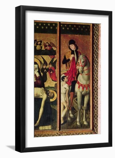 St. Martin, Left Hand Panel from a Triptych Depicting Pieta between St. Martin and St. Catherine-Ludovico Brea-Framed Giclee Print