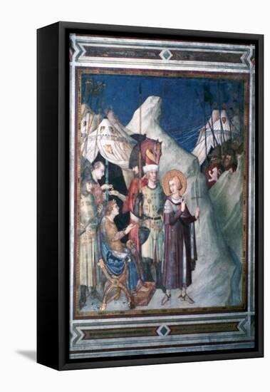 'St Martin Renounces his Weapons', 1312-1317.  Artist: Simone Martini-Simone Martini-Framed Stretched Canvas