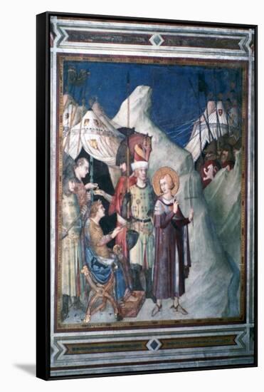 'St Martin Renounces his Weapons', 1312-1317.  Artist: Simone Martini-Simone Martini-Framed Stretched Canvas