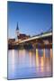 St Martin's Cathedral and New Bridge at Dusk, Bratislava, Slovakia-Ian Trower-Mounted Photographic Print