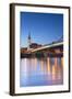 St Martin's Cathedral and New Bridge at Dusk, Bratislava, Slovakia-Ian Trower-Framed Photographic Print