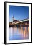 St Martin's Cathedral and New Bridge at Dusk, Bratislava, Slovakia-Ian Trower-Framed Photographic Print