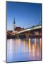 St Martin's Cathedral and New Bridge at Dusk, Bratislava, Slovakia-Ian Trower-Mounted Photographic Print