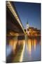 St. Martin's Cathedral and New Bridge over the River Danube at Dusk, Bratislava, Slovakia, Europe-Ian Trower-Mounted Premium Photographic Print