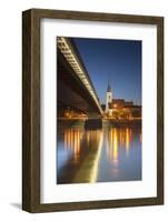St. Martin's Cathedral and New Bridge over the River Danube at Dusk, Bratislava, Slovakia, Europe-Ian Trower-Framed Photographic Print
