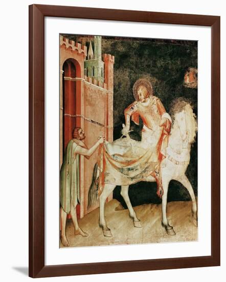 St. Martin Sharing His Cloak with the Beggar, from the Life of St. Martin, 1326-Simone Martini-Framed Giclee Print