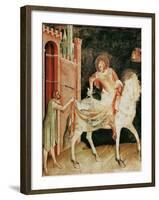 St. Martin Sharing His Cloak with the Beggar, from the Life of St. Martin, 1326-Simone Martini-Framed Giclee Print