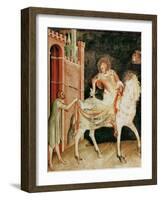 St. Martin Sharing His Cloak with the Beggar, from the Life of St. Martin, 1326-Simone Martini-Framed Giclee Print