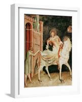 St. Martin Sharing His Cloak with the Beggar, from the Life of St. Martin, 1326-Simone Martini-Framed Giclee Print